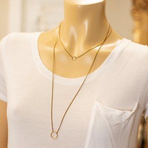 NWOT Brassy Gold Layered Chain Boho Necklace